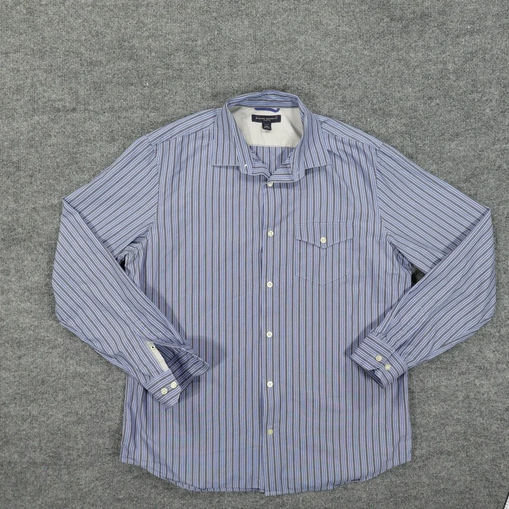 Banana Republic Shirt Mens Large Blue Striped Slim Fit Long Sleeve Button Up